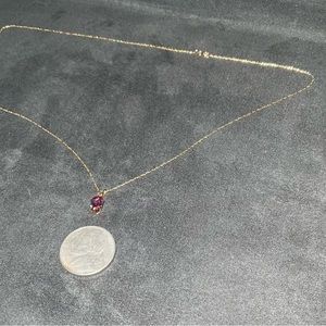 14KT pendant chain with 14KT 5mm  Russian lab created Mineral Alexandrite
